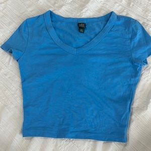 Blue v neck crop top